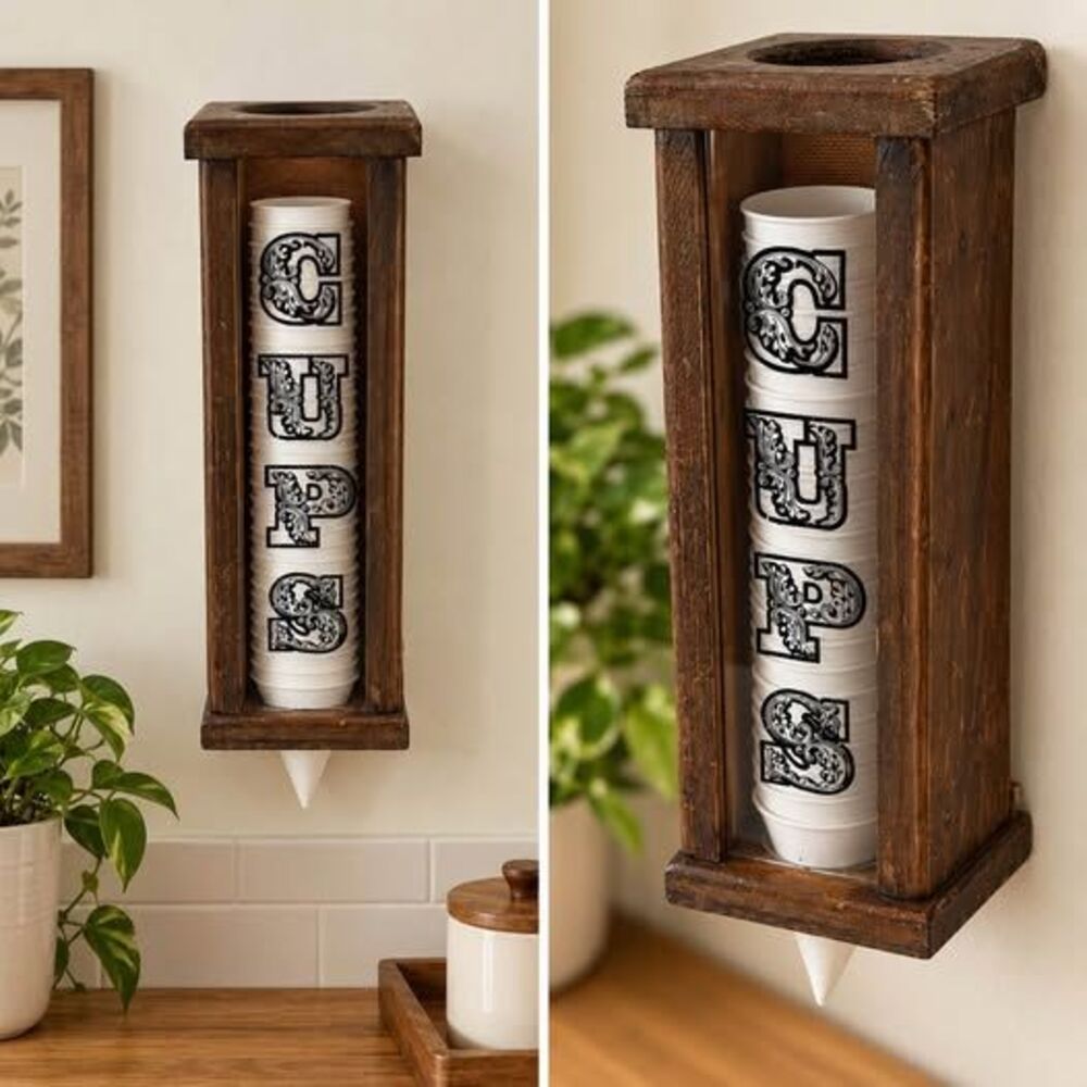 Vintage Wooden Cup Dispenser